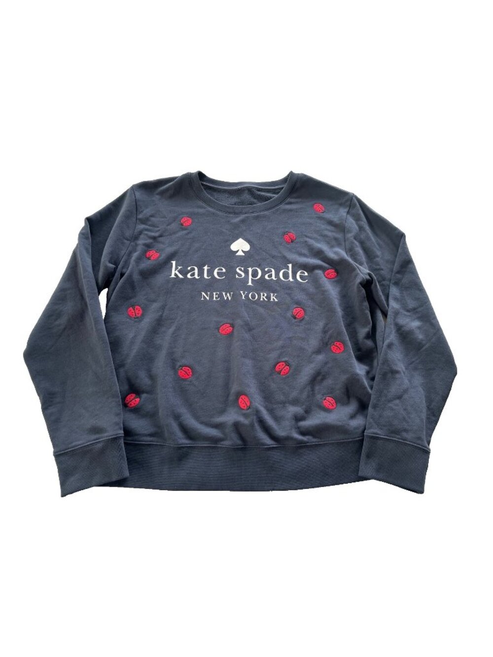 Kate Spade Womens LG Navy Ladybug Logo Crewneck Sweatshirt Designer Causal